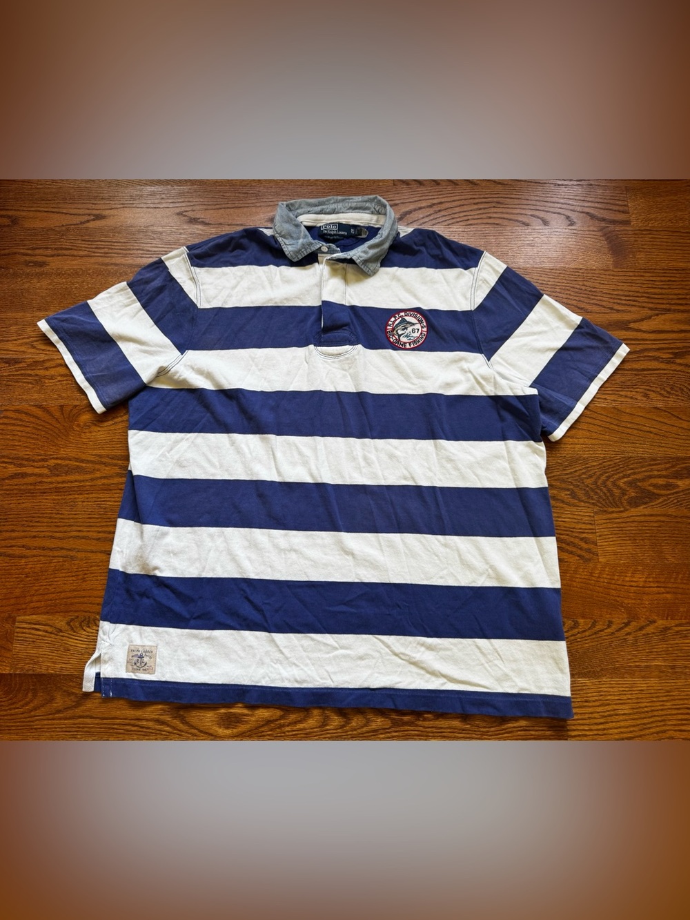 Polo Ralph Lauren XL Rugby Shirt Fishing 67 Striped Cotton Polo